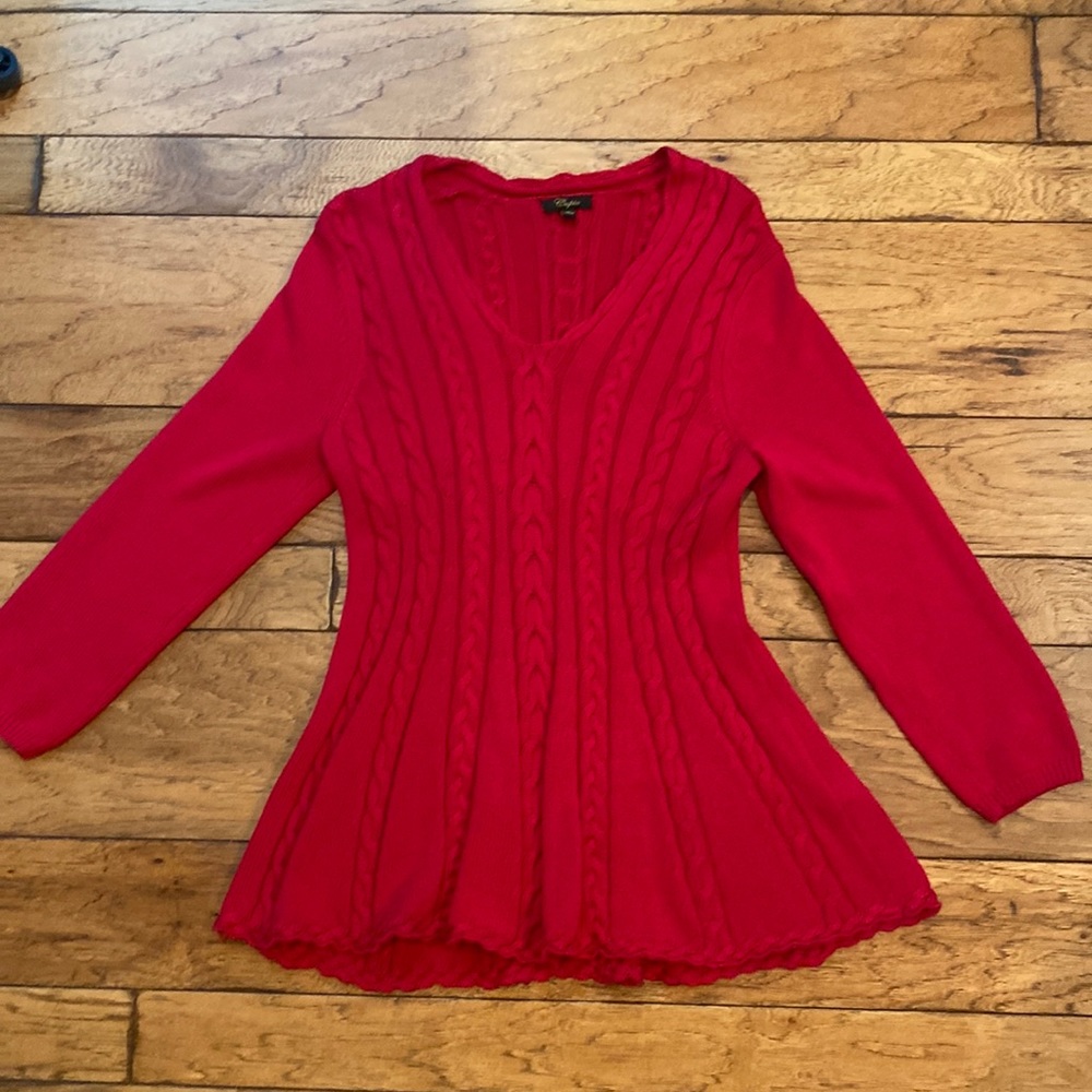 Red V-Neck fit and flare sweater